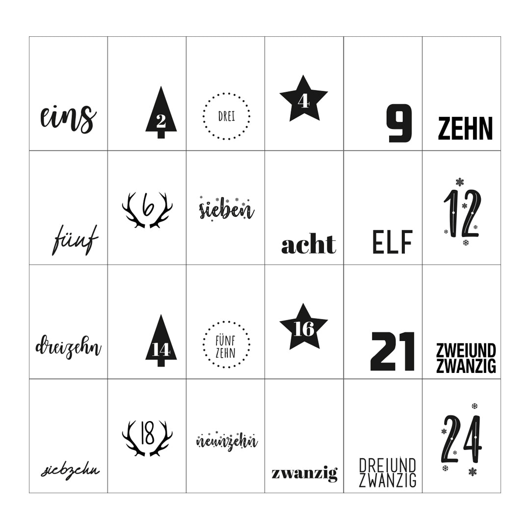 Adventskalender zum Befüllen Säckchen aus Stoff 1-24 Weihnachtskalender zum Aufhängen modern