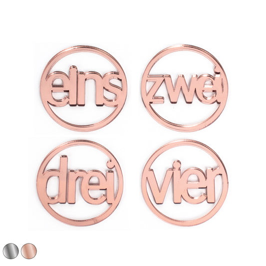 Adventskranz Zahlen Holz Anhänger 1-4 für Kerzen Adventszahlen Schreibmaschine Silber/Roségold