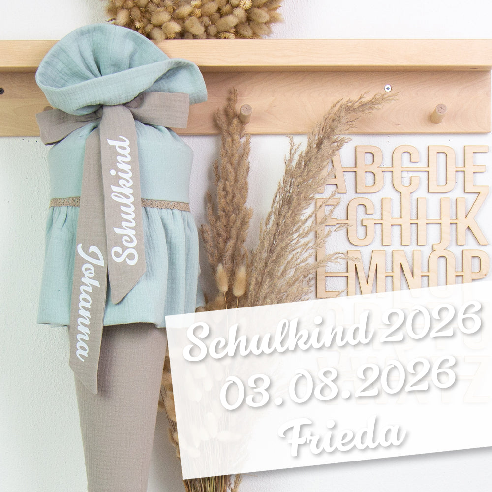Bügelbild - Schulkind - Schultüte Wunschname & Wunschjahr - geschwungen