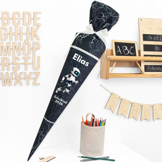 Deine Schultüte aus Stoff mit Wunschname - Jungs Modell 10 - 70 cm