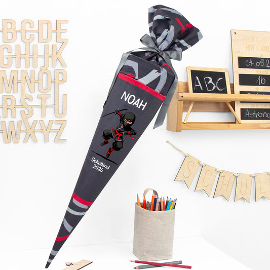 Deine Schultüte aus Stoff mit Wunschname - Jungs Modell 15 - 70 cm