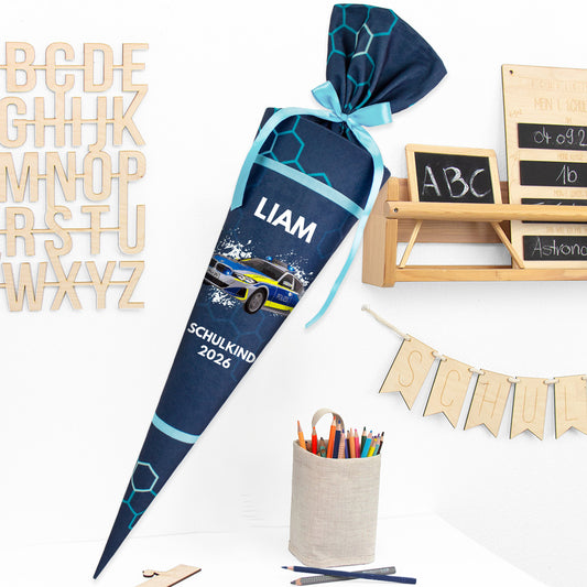 Deine Schultüte aus Stoff mit Wunschname - Jungs Modell 3 - 70 cm