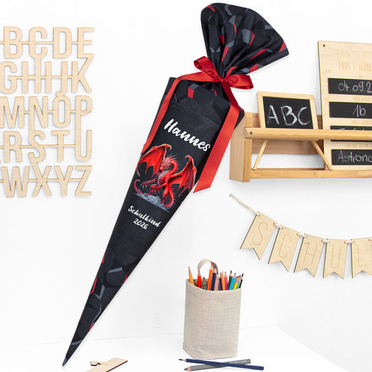 Deine Schultüte aus Stoff mit Wunschname - Jungs Modell 4 - 70 cm