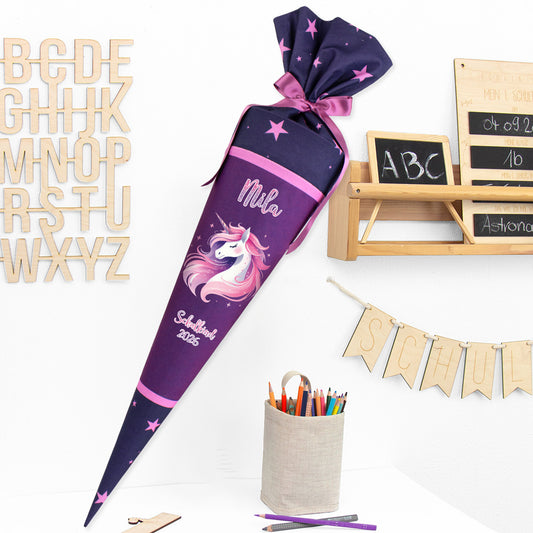 Deine Schultüte aus Stoff mit Wunschname - Mädchen Modell 11 - 70 cm