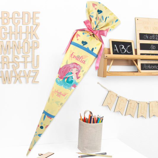 Deine Schultüte aus Stoff mit Wunschname - Mädchen Modell 13 - 70 cm