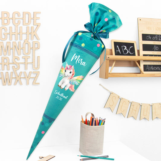 Deine Schultüte aus Stoff mit Wunschname - Mädchen Modell 16 - 70 cm
