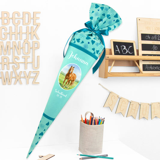 Deine Schultüte aus Stoff mit Wunschname - Mädchen Modell 17 - 85 cm