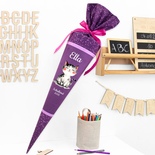 Deine Schultüte aus Stoff mit Wunschname - Mädchen Modell 18 - 70 cm
