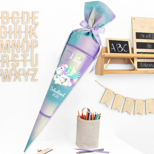 Deine Schultüte aus Stoff mit Wunschname - Mädchen Modell 5 - 70 cm