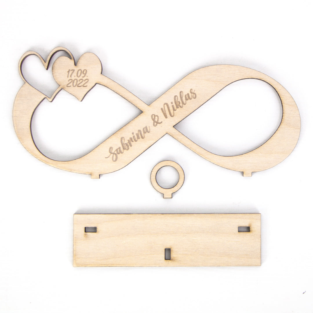 Geschenkkarte - Holz - Geldgeschenk Hochzeit - Unendlichkeitszeichen- Wunschname