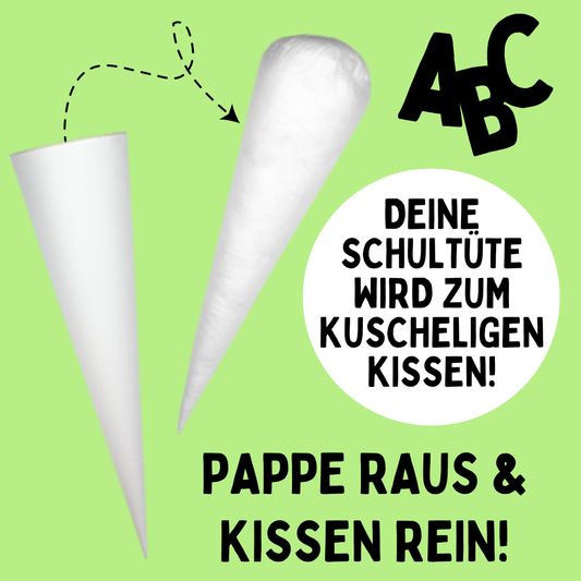 Schultüte aus Baumwolle mit Wunschname - Bücherwurm - 85 cm