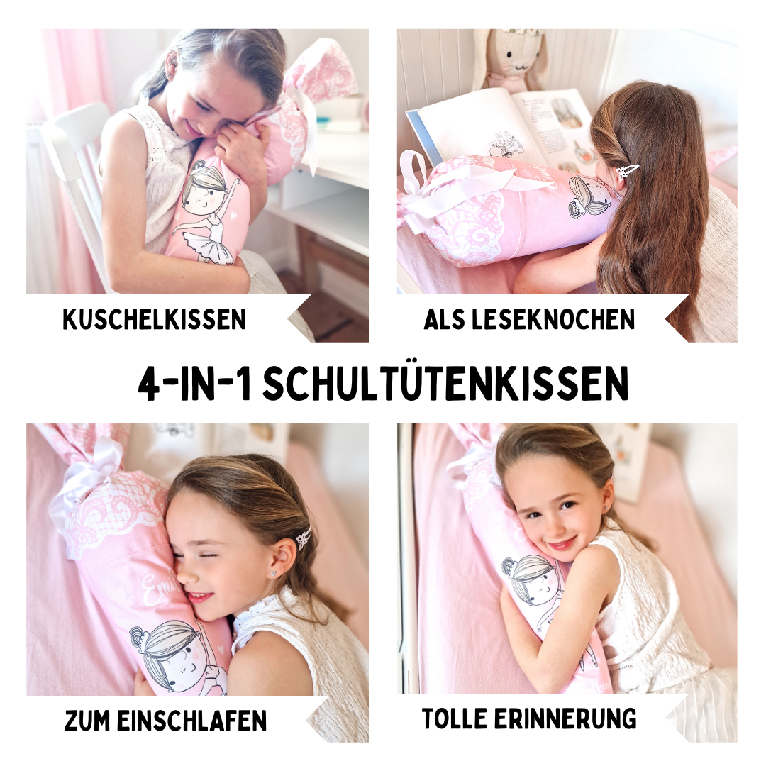 Schultüte aus Baumwolle mit Wunschname - Gänseblümchen mint - 85 cm