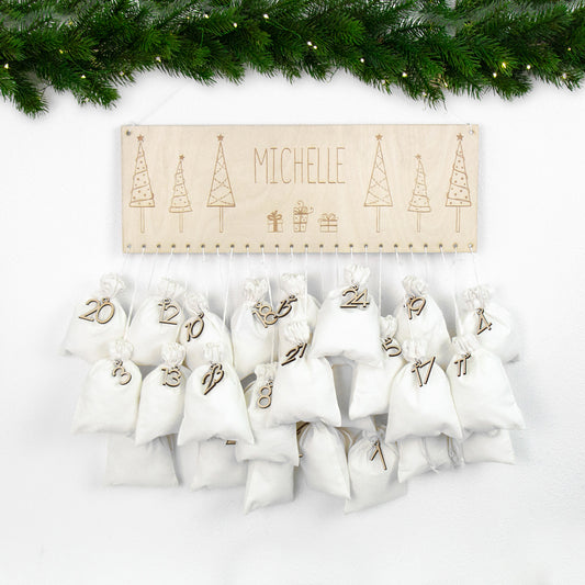 Adventskalender | Holz | Leiste | Tannenbäume | personalisierbar