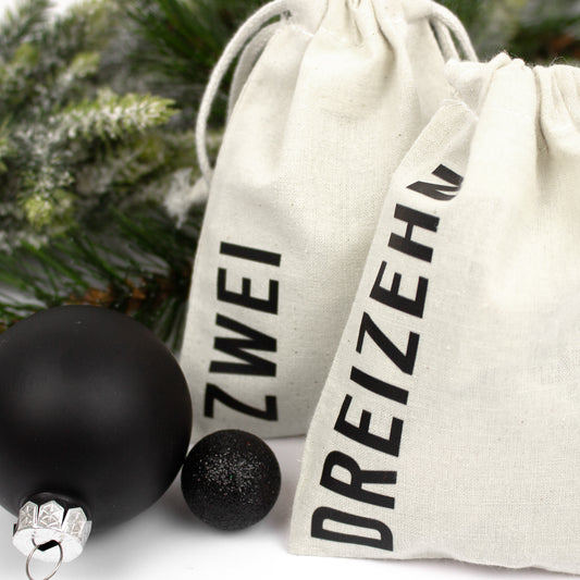Adventskalender zum Befüllen Säckchen aus Stoff 1-24 Weihnachtskalender zum Aufhängen schlicht