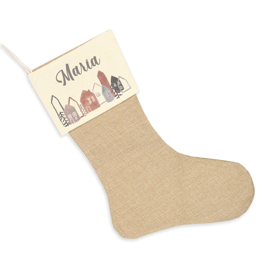 Nikolausstrumpf zum Befüllen Weihnachtssocke aus Jute personalisiert mit Name - Wintercity