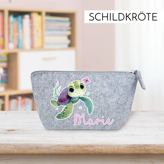 Personalisiertes Mäppchen aus Filz für Kinder individuelles Schlampermäppchen mit Name und Wunschmotiv Mädchen