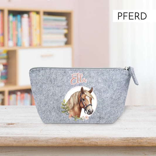 Personalisiertes Mäppchen aus Filz für Kinder individuelles Schlampermäppchen mit Name und Wunschmotiv Mädchen