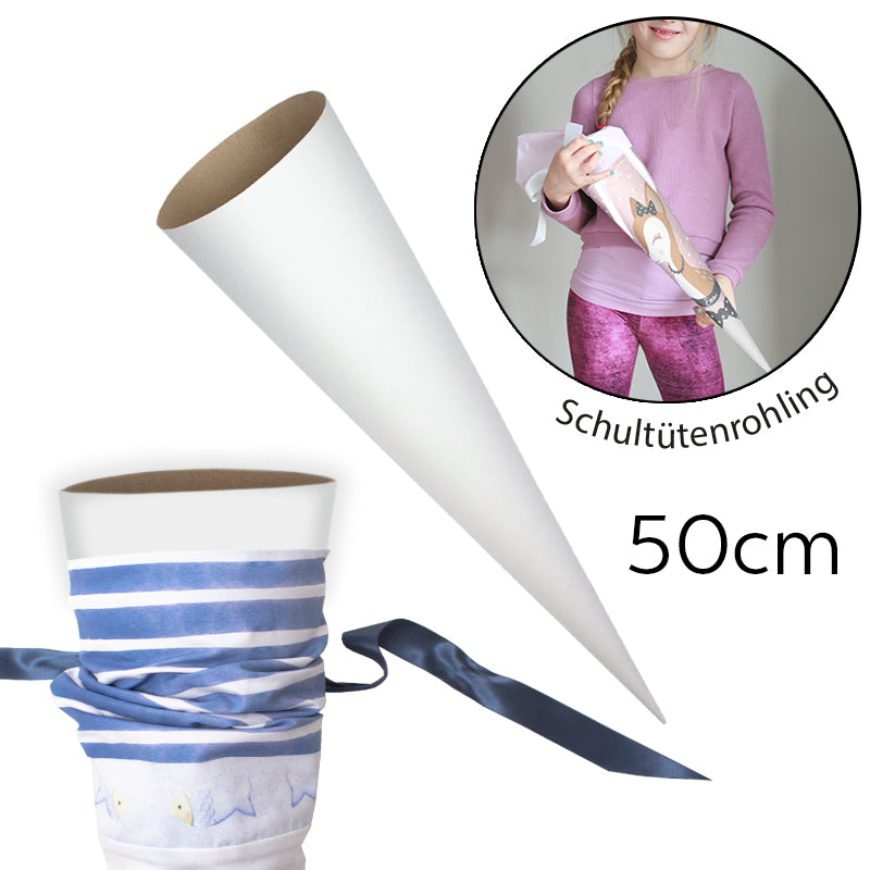 Schultüten Rohling aus Pappe rund stabil 50 cm
