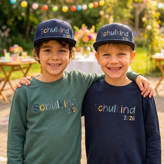 Snapback Cap bestickt Dunkelblau Basecap Kappe „Schulkind 2026“