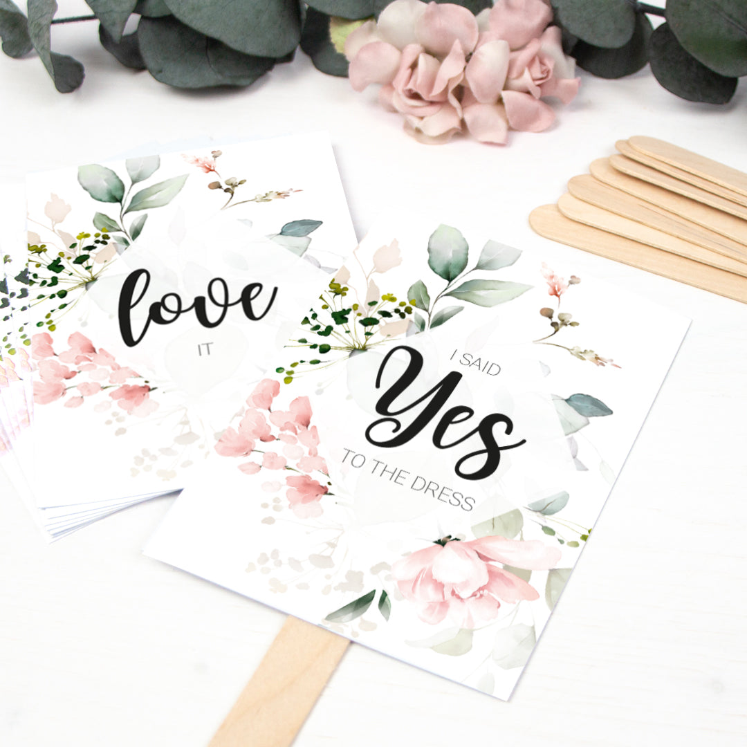 Brautkleid Anprobe Postkarten Set 8 Stück A6 Karten zur Hochzeit Say Yes To The Dress Pfingstrosen