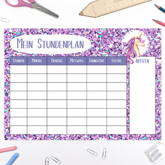 Schultüte aus Baumwolle mit Wunschname - Glitzer Einhorn - 85 cm