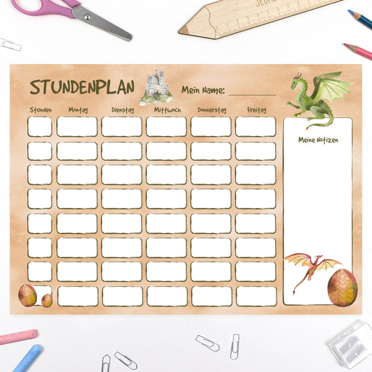 Schultüte aus Stoff mit Wunschname - Königreich der Drachen - 70 cm