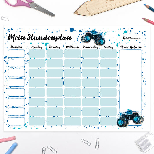 Schultüte aus Stoff mit Wunschname - Monstertruck - 85 cm