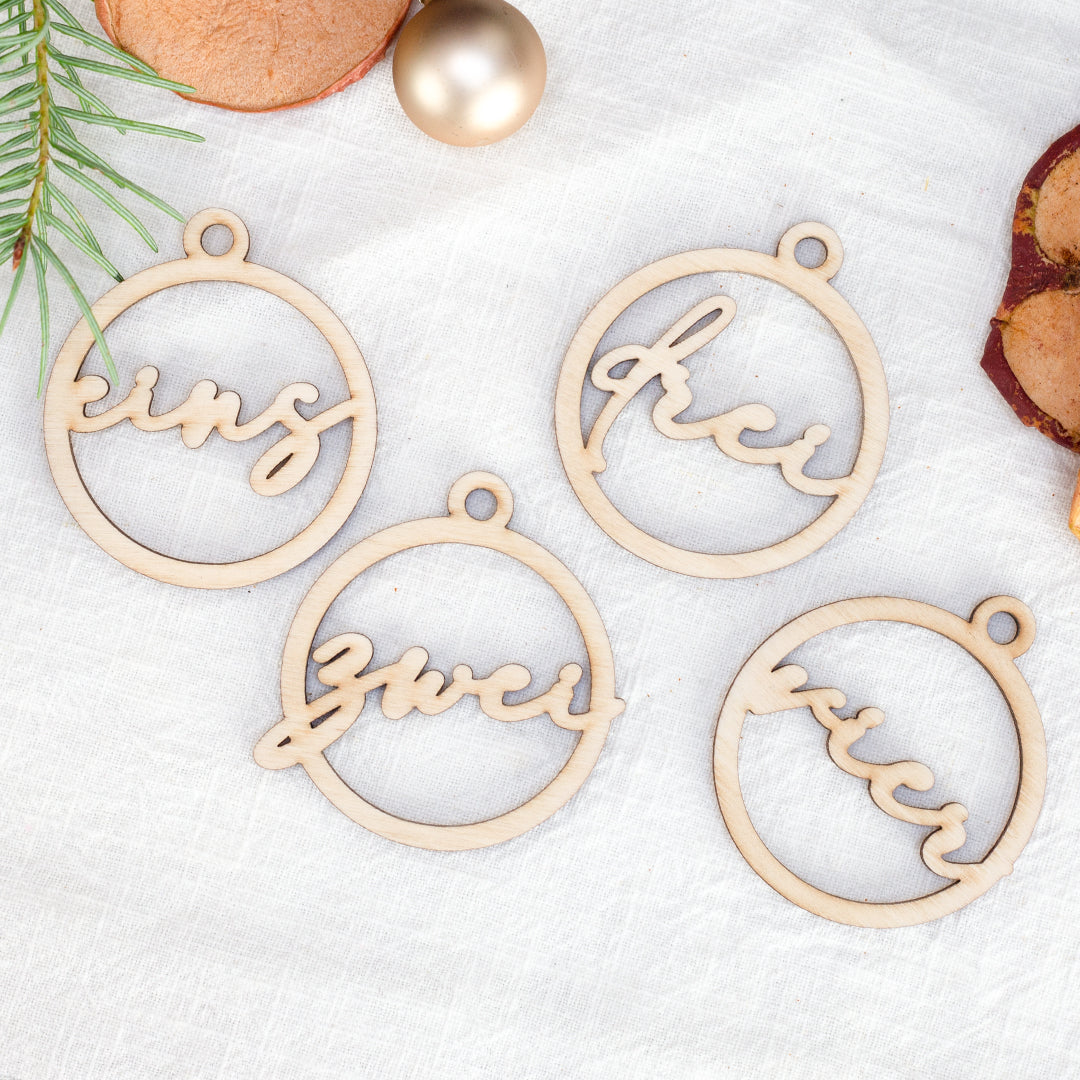 Adventskranz Zahlen Holz Anhänger 1-4 für Kerzen Adventszahlen Schreibschrift