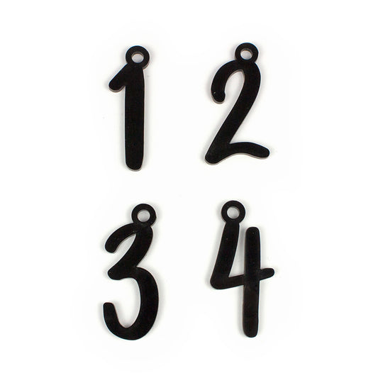 Adventskranz Zahlen Holz Anhänger 1-4 für Kerzen Adventszahlen Verspielt schwarz/weiß