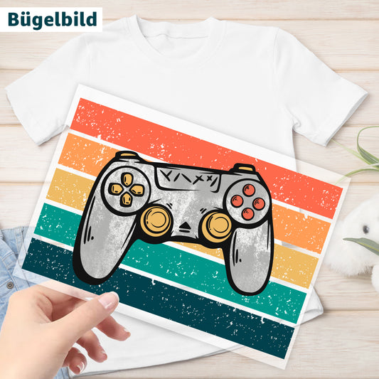 Bügelbild - Schulkind - Wunschname & Wunschjahr - Gamer