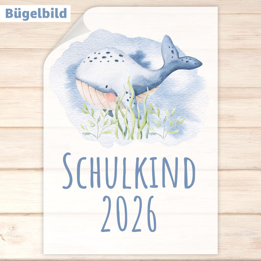 Bügelbild - Schulkind - Wunschname & Wunschjahr - Unterwasserwelt