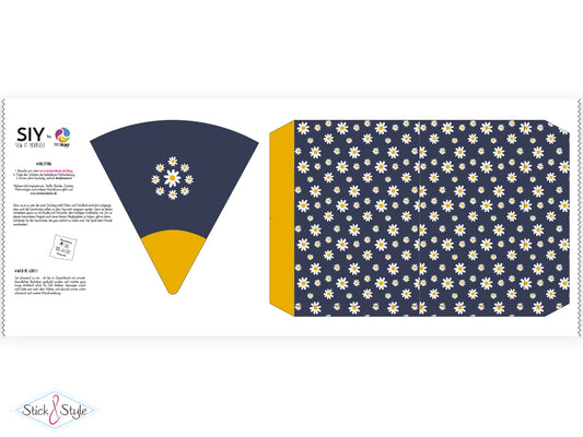 Geschwister Schultüte auch DIY aus Stoff - Gänseblümchen - dunkelblau