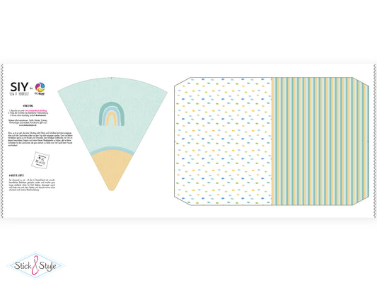 Geschwister Schultüte auch DIY aus Stoff - Regenbogen hellblau/mint