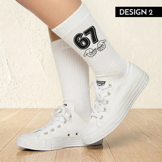 Statement Socken bedruckt Trend Meme Kindersocken Tennissocken SixSeven 67