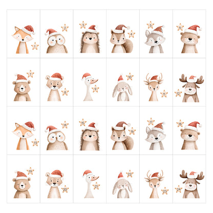 Adventskalender zum Befüllen Säckchen aus Stoff 1-24 Weihnachtskalender zum Aufhängen Tierzauber