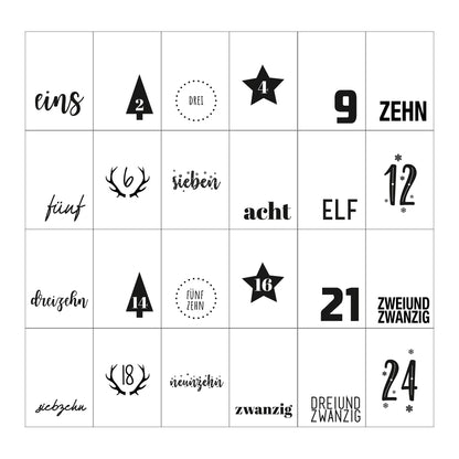 Adventskalender zum Befüllen Säckchen aus Stoff 1-24 Weihnachtskalender zum Aufhängen modern