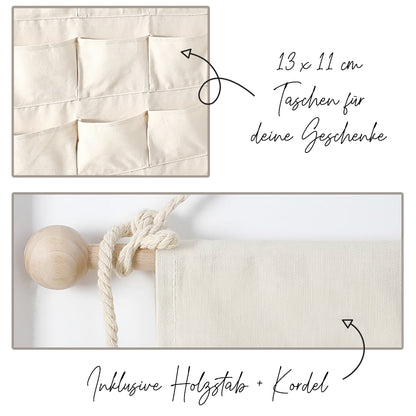 Adventskalender zum Befüllen Wandkalender aus Stoff zum Aufhängen personalisierbar mit Wunschname XXL Weihnachtstiere