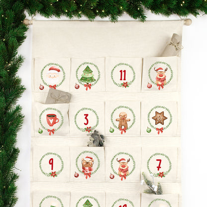 Adventskalender zum Befüllen Wandkalender aus Stoff zum Aufhängen personalisierbar mit Wunschname XXL Weihnachtszeit