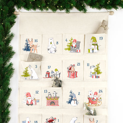 Adventskalender zum Befüllen Wandkalender aus Stoff zum Aufhängen personalisierbar mit Wunschname XXL We love Christmas