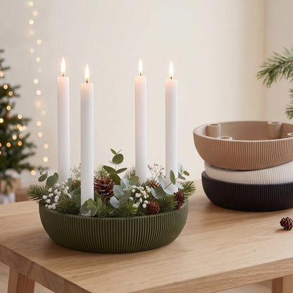 Adventsschale Skandi Adventskranz modern Dekoschale Kerzenhalter LED Weihnachtsdeko