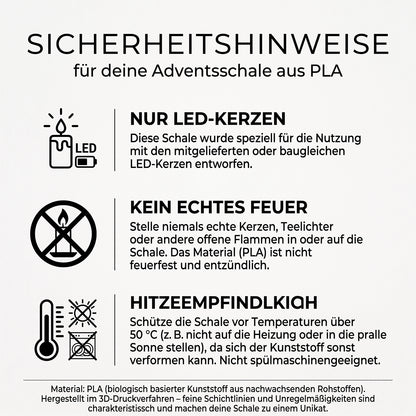 Adventsschale Skandi Adventskranz modern Dekoschale Kerzenhalter LED Weihnachtsdeko Sprenkel-Optik