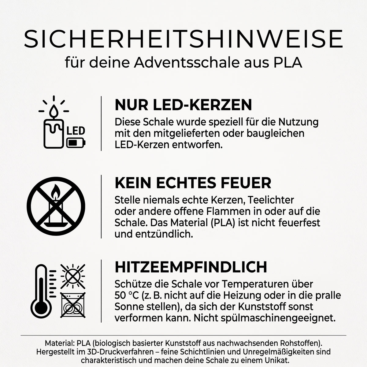 Adventskranz modern aus Holz Kerzenhalter Set Skandi Adventsleiste 3D-Druck mit LED-Kerzen Kerzen