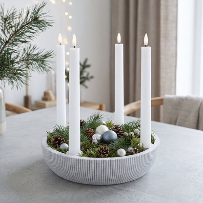 Adventsschale Skandi Adventskranz modern Dekoschale Kerzenhalter LED Weihnachtsdeko Sprenkel-Optik