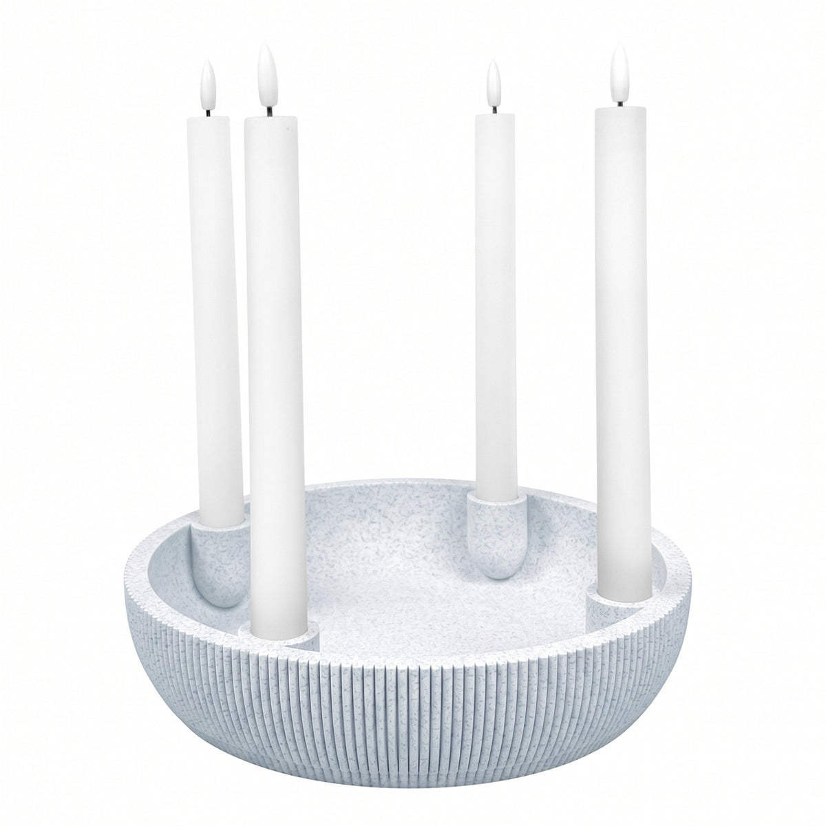 Adventsschale Skandi Adventskranz modern Dekoschale Kerzenhalter LED Weihnachtsdeko Sprenkel-Optik