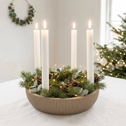Adventsschale Skandi Adventskranz modern Dekoschale Kerzenhalter LED Weihnachtsdeko