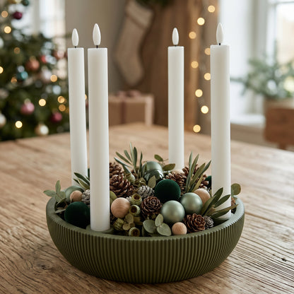 Adventsschale Skandi Adventskranz modern Dekoschale Kerzenhalter LED Weihnachtsdeko