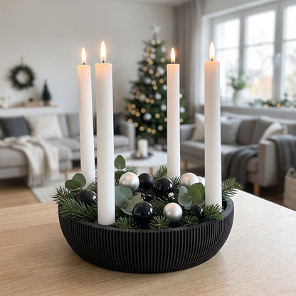 Adventsschale Skandi Adventskranz modern Dekoschale Kerzenhalter LED Weihnachtsdeko