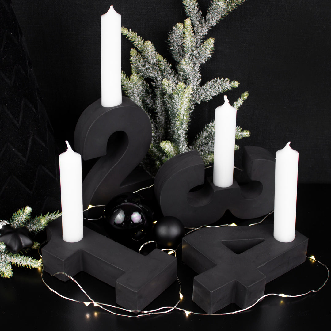 Adventszahlen Adventskranz 1-4 Kerzenhalter Zahlen aus Gießbeton Weihnachtsdeko Advent schwarz