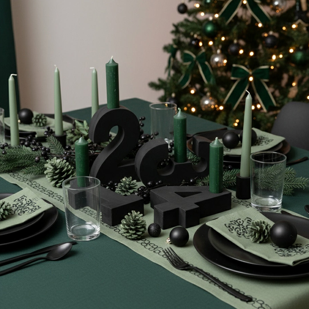 Adventszahlen Adventskranz 1-4 Kerzenhalter Zahlen aus Gießbeton Weihnachtsdeko Advent schwarz - Grün