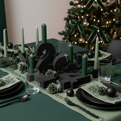 Adventszahlen Adventskranz 1-4 Kerzenhalter Zahlen aus Gießbeton Weihnachtsdeko Advent schwarz - Grün